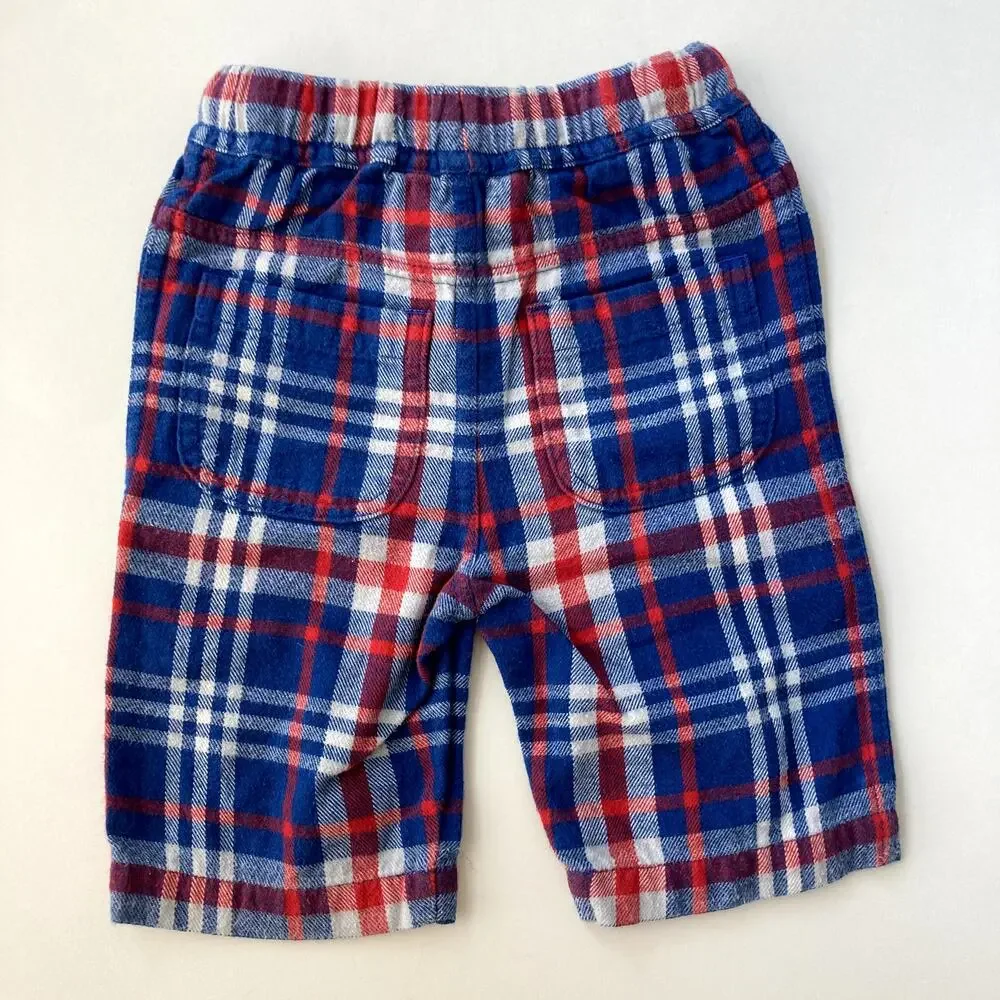 Baby Boden Plaid Brushed Cotton Flannel Pants - Red White Blue - 3-6M